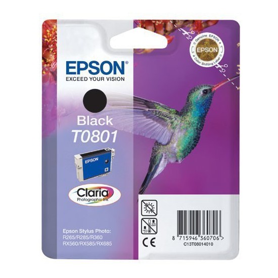 CARTOUCHE JET D'ENCRE ORIGINAL EPSON T0801 NOIR 7.4ML