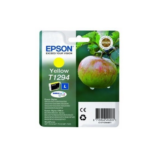 CARTOUCHE JET D'ENCRE ORIGINAL EPSON T1294 JAUNE 7ML