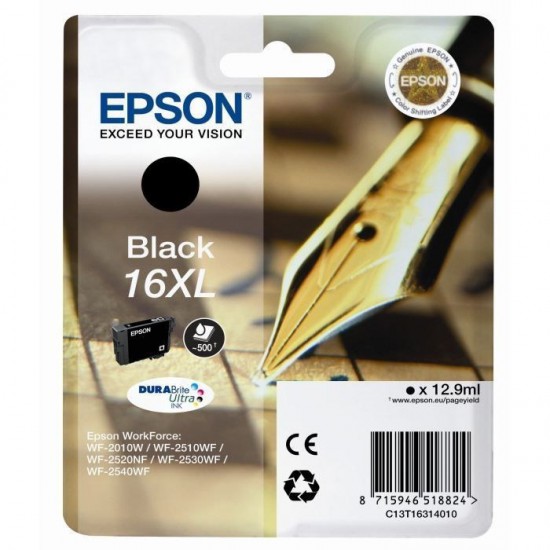 CARTOUCHE JET D'ENCRE ORIGINAL EPSON T1631 NOIR 12.9ML