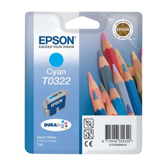 CARTOUCHE JET D'ENCRE ORIGINAL EPSON T0322 CYAN 16ML