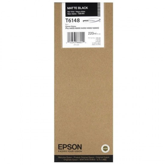 CARTOUCHE JET D'ENCRE ORIGINAL EPSON T6148 NOIR MAT 220ML