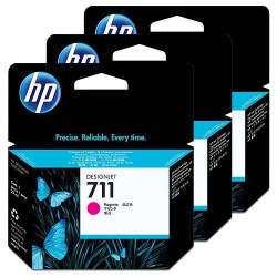 PACK 3 CARTOUCHES JET D'ENCRE ORIGINAL HP CZ131A MAG N°711 / CZ135A