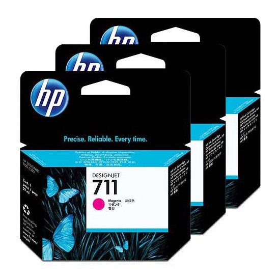 PACK 3 CARTOUCHES JET D'ENCRE ORIGINAL HP CZ131A MAG N°711 / CZ135A