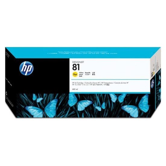 CARTOUCHE JET D'ENCRE ORIGINAL HP C4933A JAUNE 680ML N°81