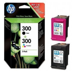 PACK DE 2 CARTOUCHES JET D'ENCRE ORIGINAL HP N°300 NOIR ET COULEUR