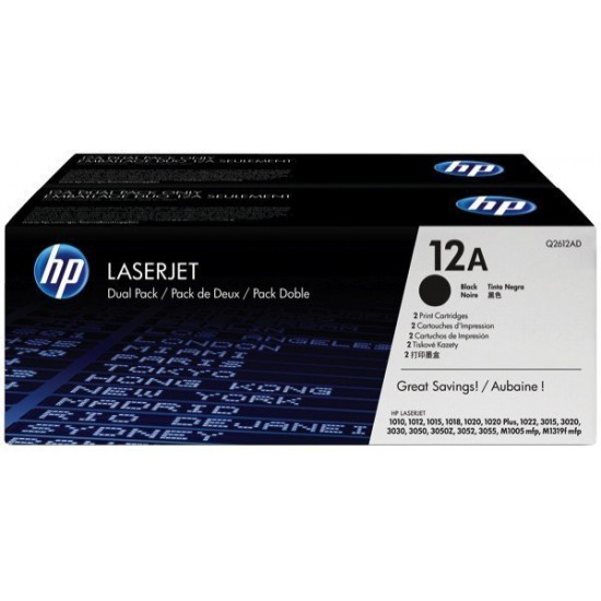 TONER LASER ORIGINAL HP Q2612AD NOIR 12A 2x2000 PAGES