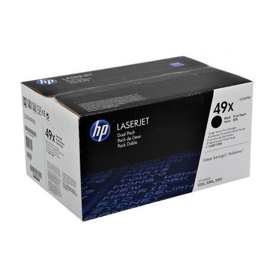 KIT DE 2 TONERS LASER ORIGINAL HP Q5949XD NOIR 49X 2x6000 PAGES