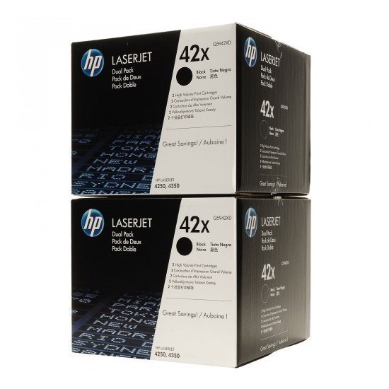KIT DE 2 TONERS LASER ORIGINAL HP Q5942XD NOIR 42X 2x20000 PAGES