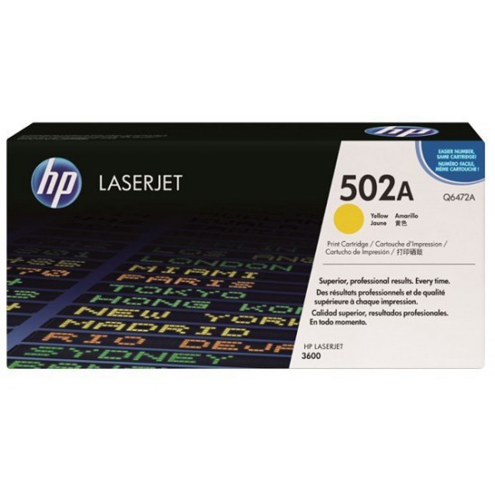 TONER LASER ORIGINAL HP Q6472A JAUNE 502A 4000 PAGES