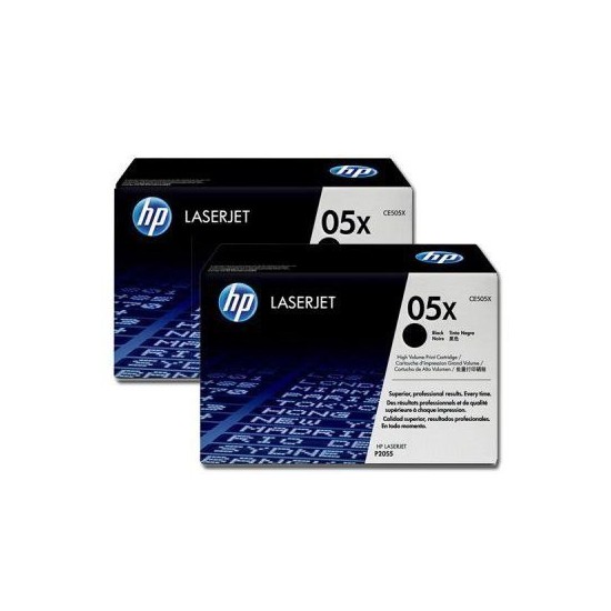 KIT DE 2 TONERS LASER ORIGINAL HP CE505XD NOIR 05X 2x6500 PAGES