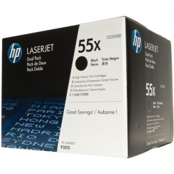 KIT DE 2 TONERS LASER ORIGINAL HP CE255XD NOIR 55X 2x12500 PAGES