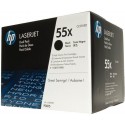 KIT DE 2 TONERS LASER ORIGINAL HP CE255XD NOIR 55X 2x12500 PAGES