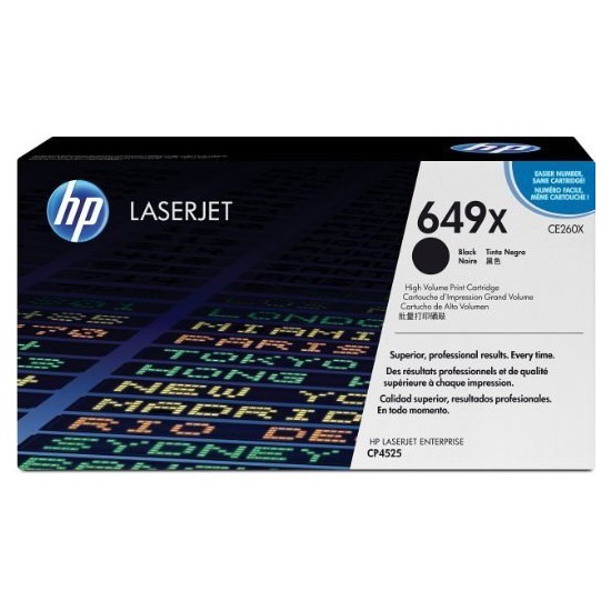 TONER LASER ORIGINAL HP CE260X NOIR 649X CP4525 17000 PAGES