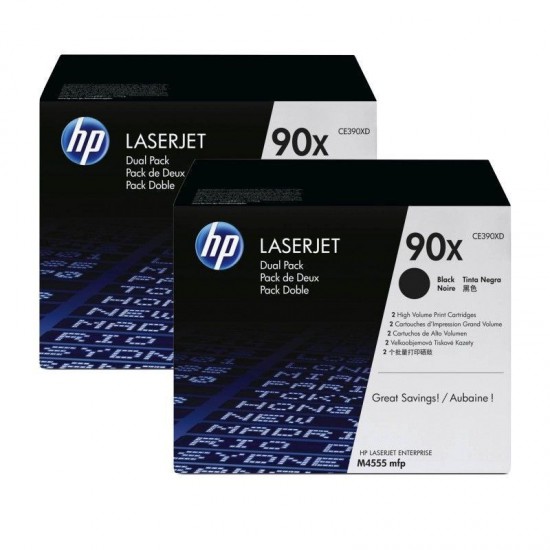 KIT DE 2 TONERS LASER ORIGINAL HP CE390X NOIR 2x24000 PAGES