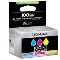 PACK DE 3 CARTOUCHES JET D'ENCRE ORIGINAL LEXMARK N°100XL 14N0849