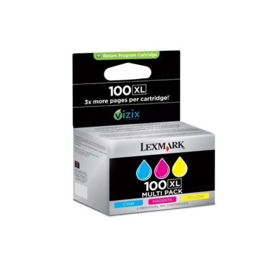 PACK DE 3 CARTOUCHES JET D'ENCRE ORIGINAL LEXMARK N°100XL 14N0849