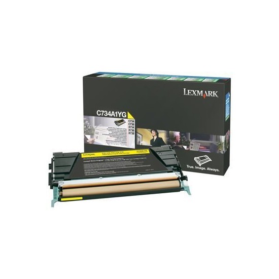 TONER LASER ORIGINAL LEXMARK C734A1YG C734/X734 JAUNE 6000 PAGES