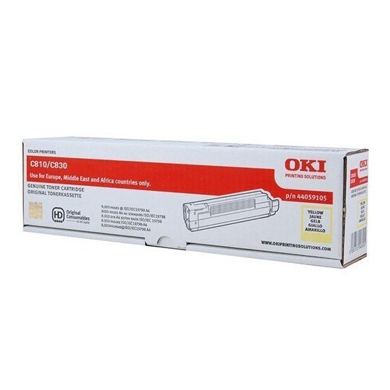 TONER LASER ORIGINAL OKI C810/830 - 44059105 JAUNE 8000 PAGES