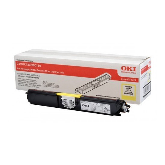 TONER LASER ORIGINAL OKI C110/C130 - 44250721 JAUNE 2500 PAGES