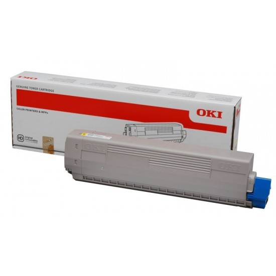 TONER LASER ORIGINAL OKI C822 - 44844613 JAUNE 7300 PAGES