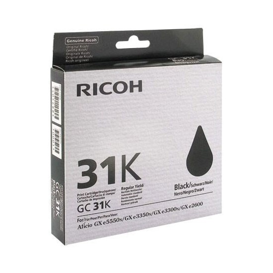 CARTOUCHE GEL ORIGINAL RICOH GC31 NOIR 1920 PAGES