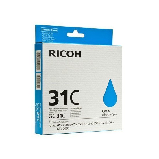 CARTOUCHE GEL ORIGINAL RICOH GC31 CYAN 1920 PAGES