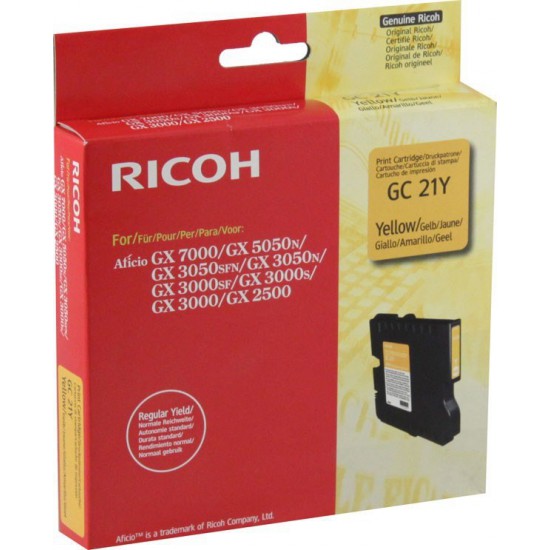 CARTOUCHE GEL ORIGINAL RICOH AFICIO GC21 / 405535 JAUNE 1000 PAGES