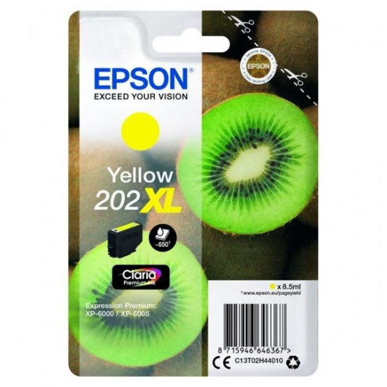 CARTOUCHE JET D'ENCRE ORIGINAL EPSON T02H4 / 202XL JAUNE 650 PAGES