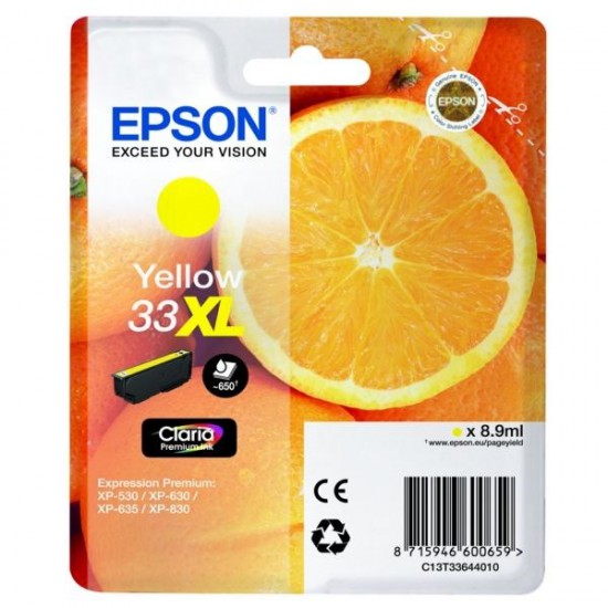 CARTOUCHE JET D'ENCRE ORIGINAL EPSON T3364 / 33XL JAUNE 650 PAGES