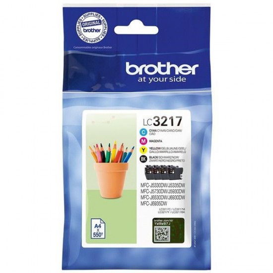 PACK 4 CARTOUCHES ORIGINAL BROTHER LC3217VALDR NOIR ET COULEUR