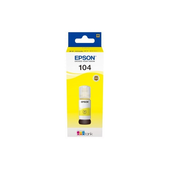 BOUTEILLE D'ENCRE ORIGINAL EPSON T00P440 / 104 JAUNE 65ML