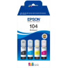 PACK 4 BOUTEILLES D'ENCRE ORIGINAL EPSON T00P640 / 104 / BK-C-M-Y
