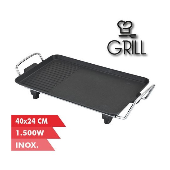 Plancha Grill Électrique Muvip 1500W - 2 Zones Lisse et Grill