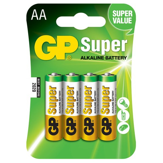 GP Pack de 4 Piles Super Alcalines LR06 AA 1.5V