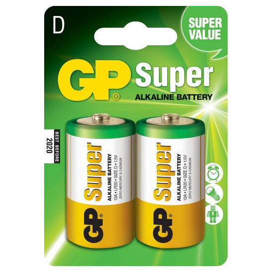 GP Pack de 2 Piles Super Alcalines LR20 D 1.5V