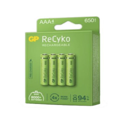 GP ReCyko Pack de 4 Piles Rechargeables 650mAh AAA 1.2V
