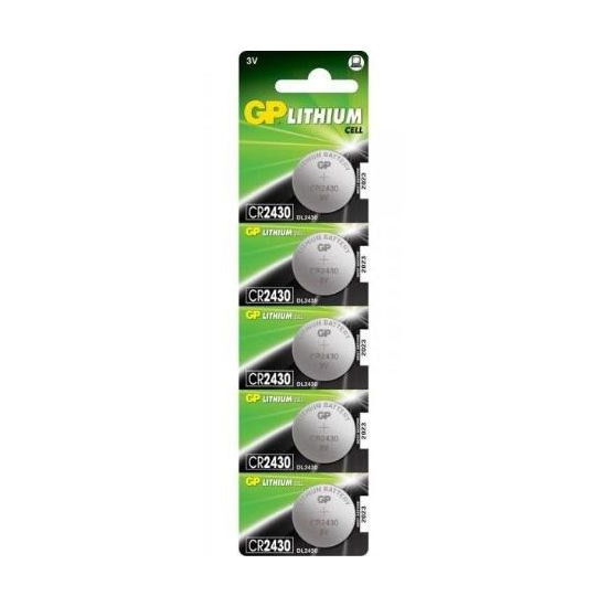 GP Lithium Pack de 5 Piles Bouton Lithium CR2430 3V