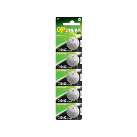 GP Lithium Lot de 5 Piles Bouton Lithium CR2450 3V