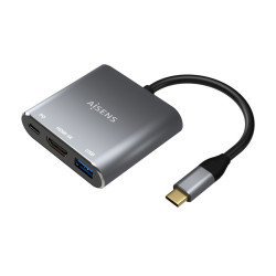 Aisens Convertisseur USB-C vers HDMI/USB-C/Type A USB 3.0, 3 en 1