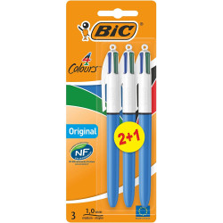 Bic 4 Colours Original Lot de 3 stylos à bille rétractables