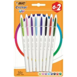 Bic Cristal Up Pack de 8 Stylos Bille - Pointe Bille 1,2 mm