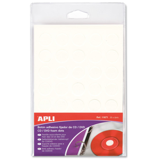 Apli Blanc Fixation Bouton pour CD/DVD 35 U.