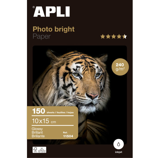 Apli Photobright Papier Photographique 10 x 15 cm 240g 150 Feuilles