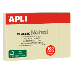 Apli Classic Bloc Notes Autocollantes 75x50mm 100 Feuilles - Adhésif
