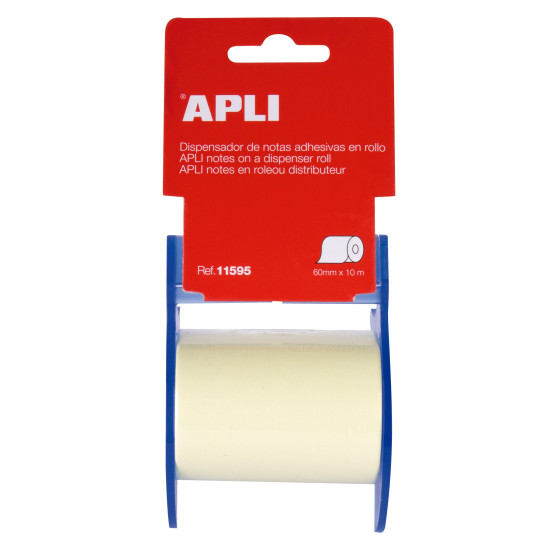 Rouleau distributeur de notes adhésives Apli - 60 mm x 10 m - Facile