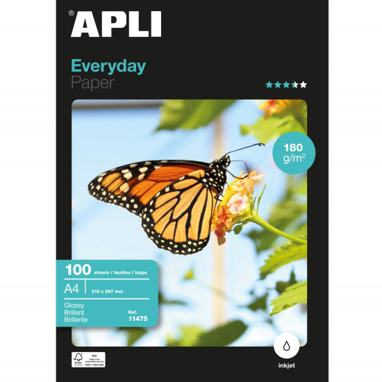 Apli Papier Photographique Everyday A4 180gr - Finition Brillante