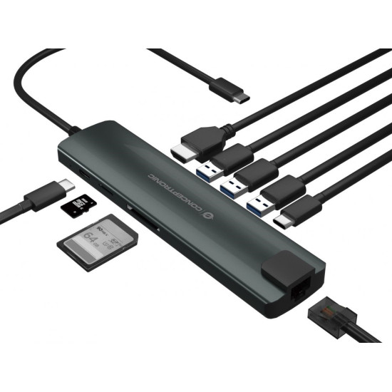 Conceptronic DONN06G Station d'accueil USB-C 9 en 1