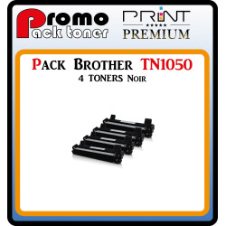 PACK DE 4 TONERS LASER PREMIUM BROTHER TN1050 NOIR