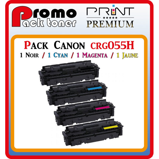 PACK 4 TONERS PREMIUM CANON CRG055H / 055H / 1BK - 1C - 1M - 1Y