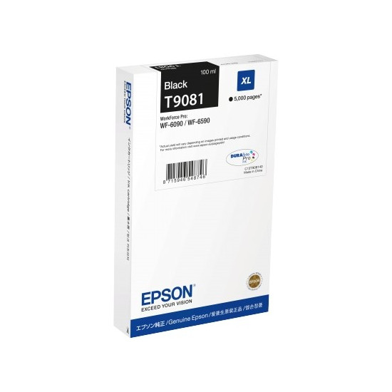 CARTOUCHE JET D'ENCRE ORIGINAL EPSON T9081 NOIR 5000 PAGES